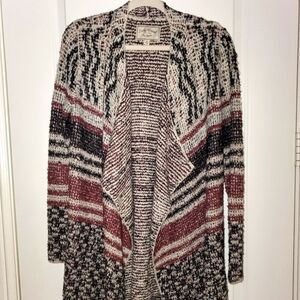 Lucky Brand Neutral Colorway Wool, Waterfall Cardigan, M